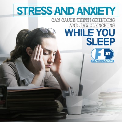 Woman at work - Stress and Anxiety causing bruxism